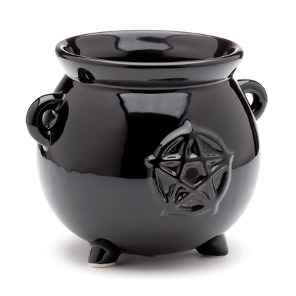 Gothic Gifts black ceramic cauldron plant pot with pentagram gothic indoor planter
