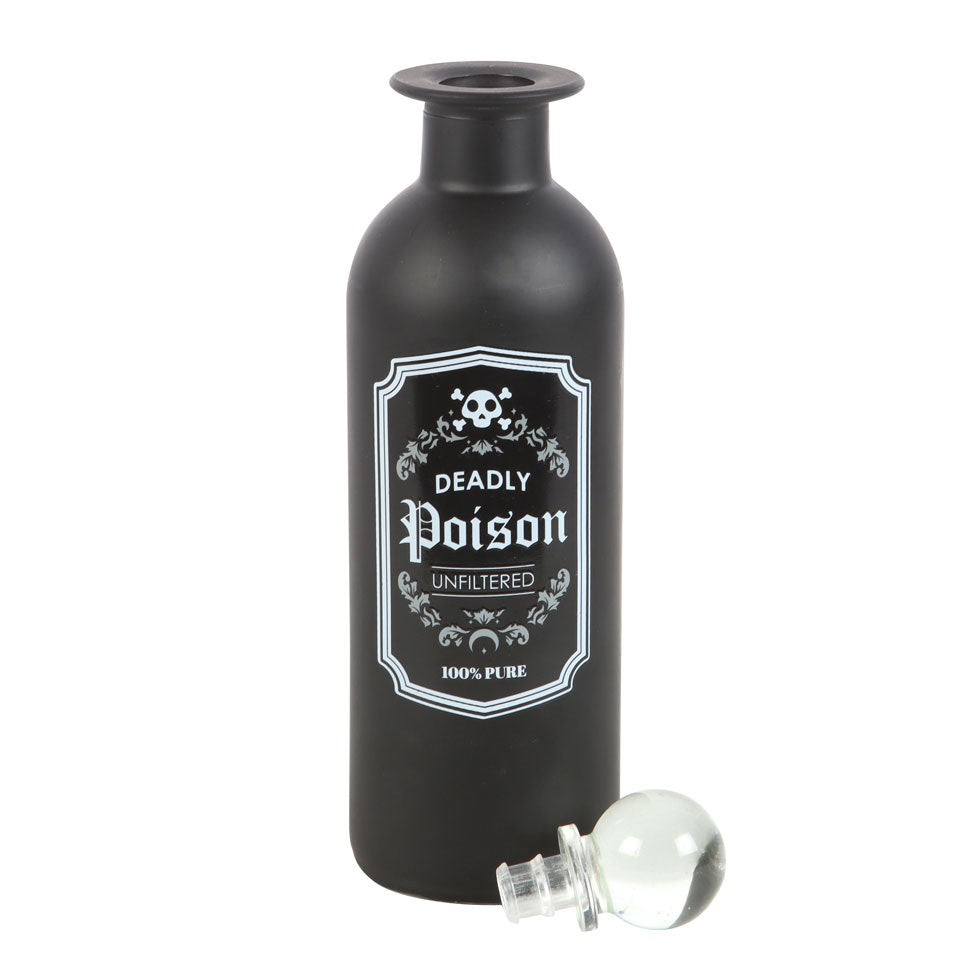 Gothic Gifts Deadly Poison frosted glass potion bottle with vintage label gothic apothecary decor