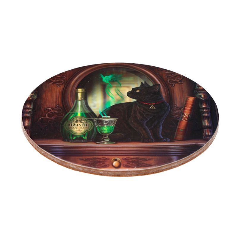 Gothic Gifts Lisa Parker magical black cat cork coaster fantasy cat artwork