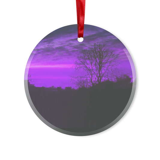 Glass hanging ornament with eerie dusk skyline by ANTIBrand