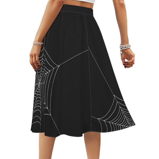 Alternative spiderweb print midi skirt in black with white detailing