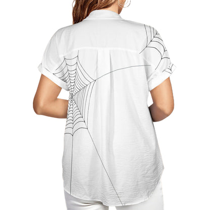 Alternative gothic shirt in monochrome spiderweb design