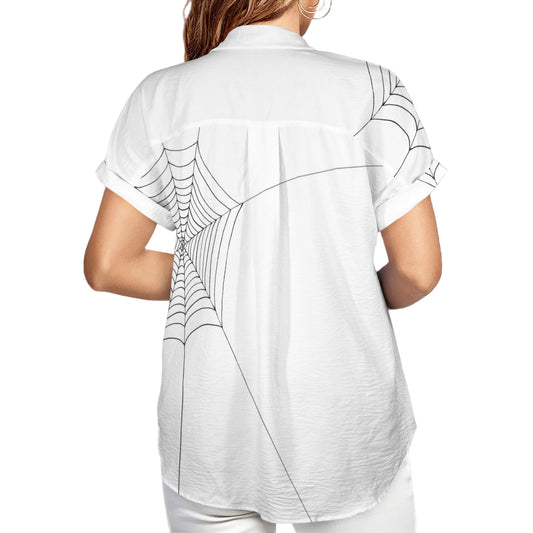 Alternative gothic shirt in monochrome spiderweb design
