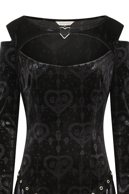 gothic dress with lace-up details and heart metal accent