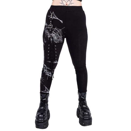 Heartless Arhana spiderweb leggings half and half black leggings with white spiderweb print