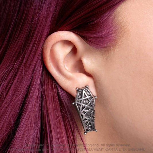 Alchemy Gothic Hex Coffin Earrings - Kate's Clothing