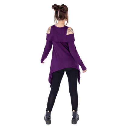 Innocent Lifestyle Karasi purple off shoulder top back view long sleeve casual fashion top
