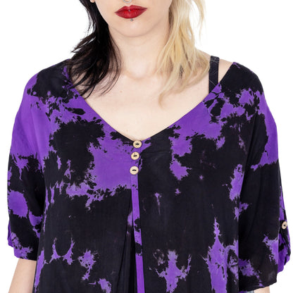Innocent Lifestyle Purple Tie Dye Jacinta Top with Pockets - Kate's Clothing