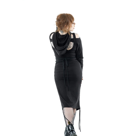 Poizen Industries Adjustable Hooded Jorie Dress - Kate's Clothing