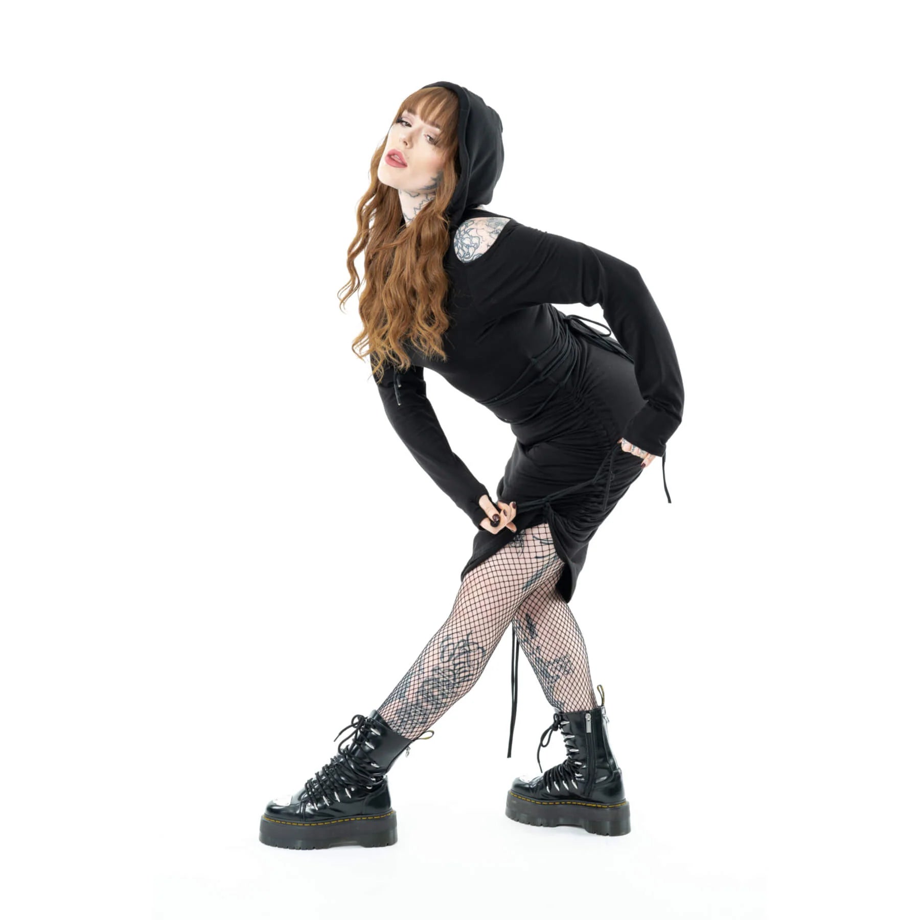 Poizen Industries Adjustable Hooded Jorie Dress - Kate's Clothing