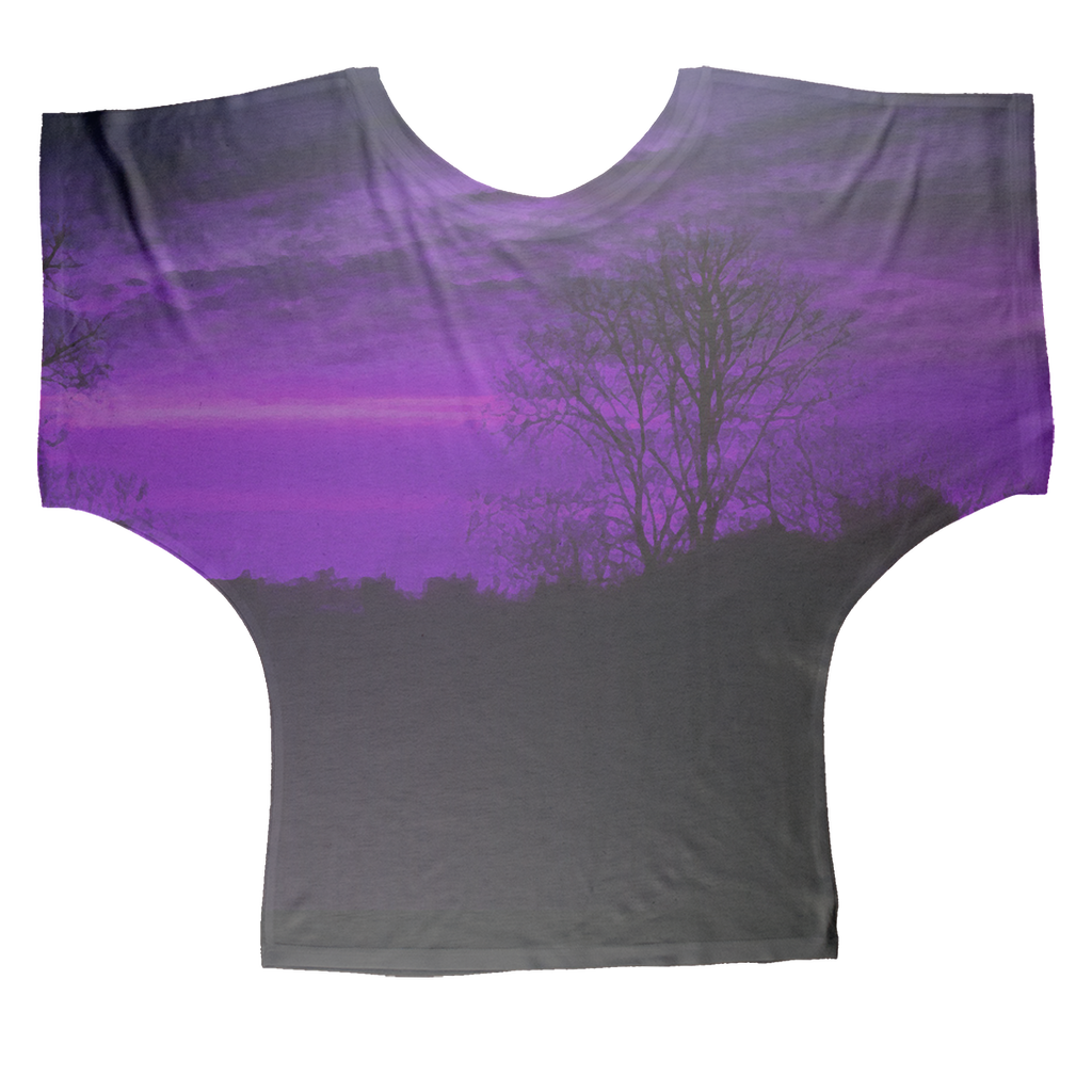 Gothic sunset sublimation dolman tee with flowy fit