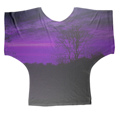 Gothic sunset sublimation dolman tee with flowy fit