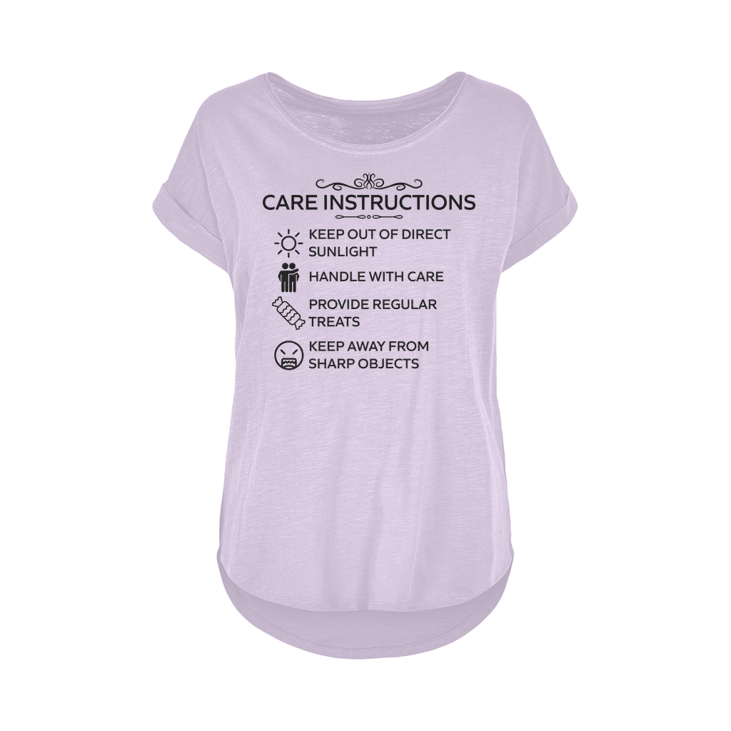 Relaxed fit long slub tee featuring humorous care label graphic
