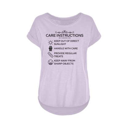 Relaxed fit long slub tee featuring humorous care label graphic