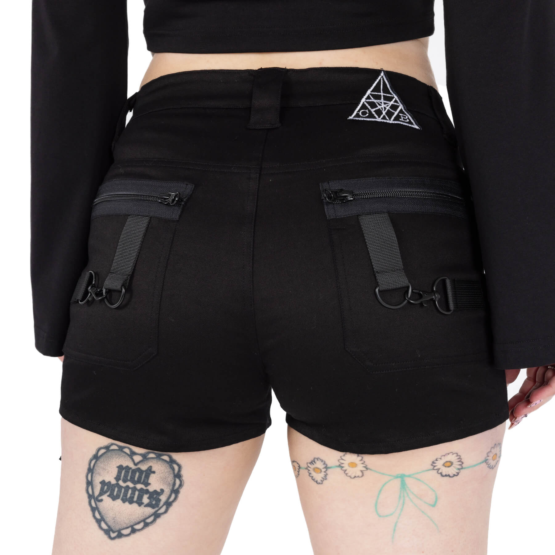 Chemical Black Kindra Shorts with Lace Up and Straps Features - Kate's Clothing