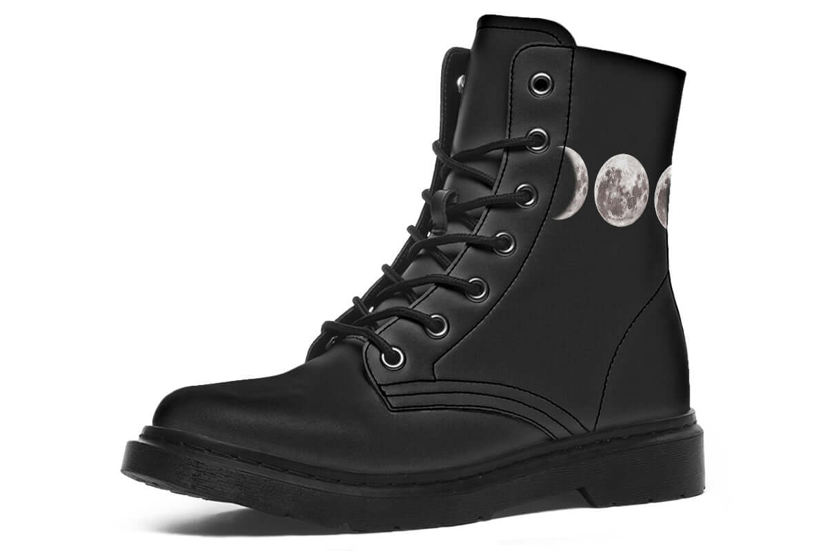 Made to order gothic boots in black with moon phases
