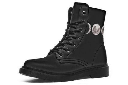Made to order gothic boots in black with moon phases