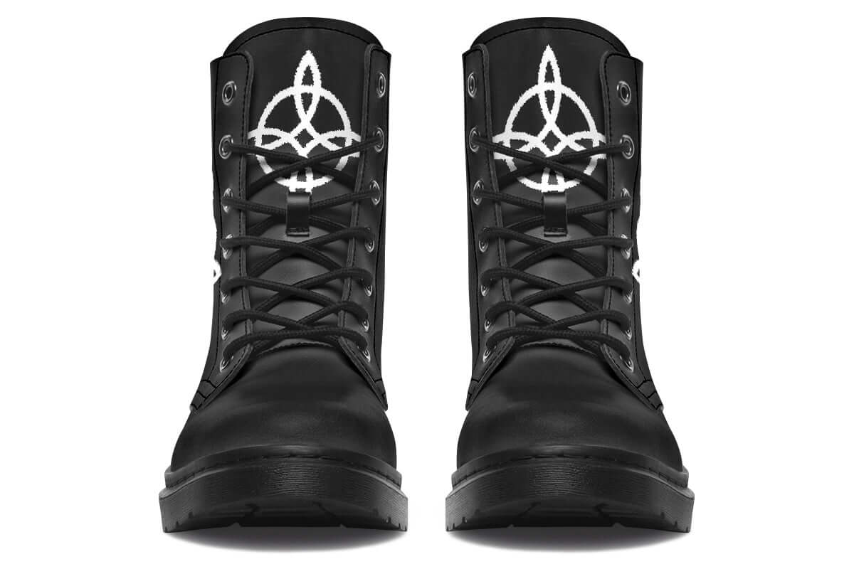 Gothic boots with esoteric protective symbol
