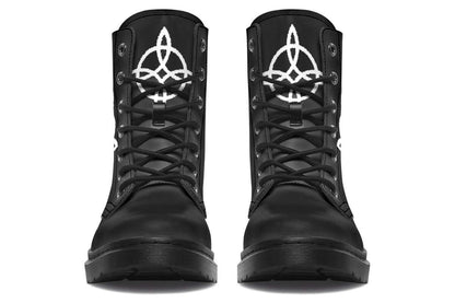 Gothic boots with esoteric protective symbol
