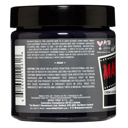 Manic Panic Alien Grey classic cream hair dye back label vegan cruelty free hair colour