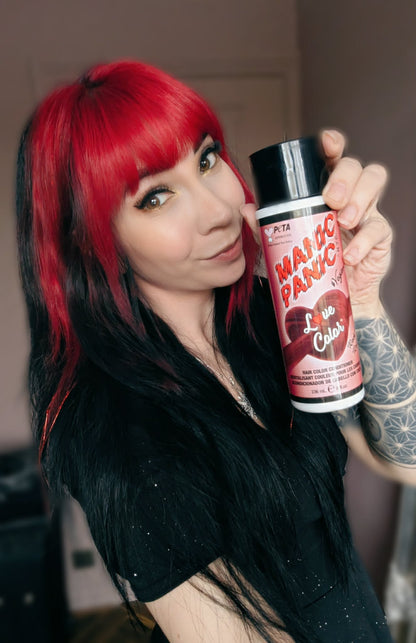 Manic Panic Rock Me Red Love colour conditioner vibrant red hair result on model