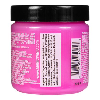Manic Panic Cotton Candy Pink jar back - pink semi permanent hair dye 118ml vegan