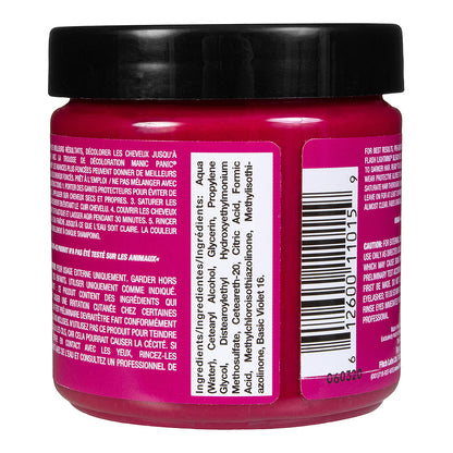 Manic Panic Hot Hot Pink jar back - pink semi permanent hair dye 118ml vegan UV reactive