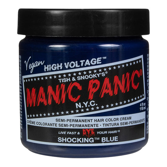 Shocking Blue semi permanent hair dye - intense true blue vegan 118ml Manic Panic jar