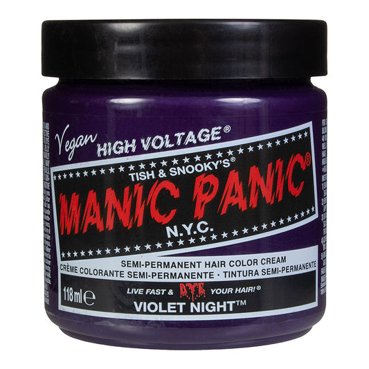 Violet Night semi permanent hair dye - deep dark purple violet vegan 118ml Manic Panic jar