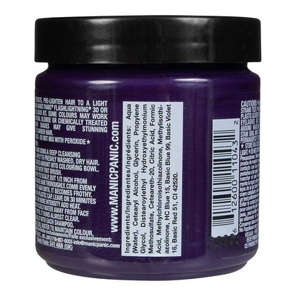 Manic Panic Violet Night jar back - purple semi permanent hair dye 118ml vegan ingredients