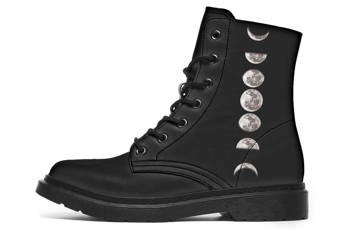 Gothic Attitude Moon Phases vegan boots side view