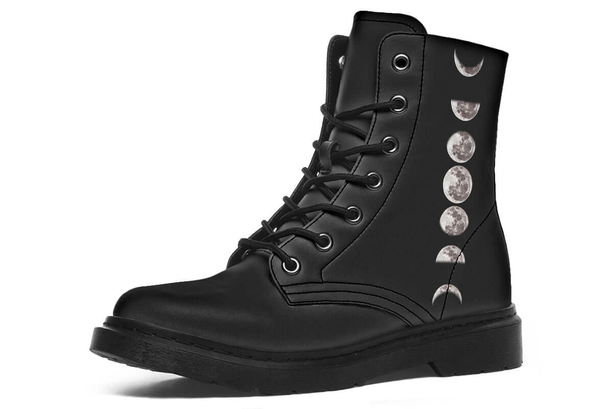 Lace-up goth boots with moon phase design