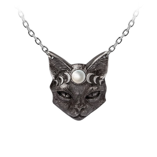 Alchemy Gothic  Mystic Moon Cat Necklace