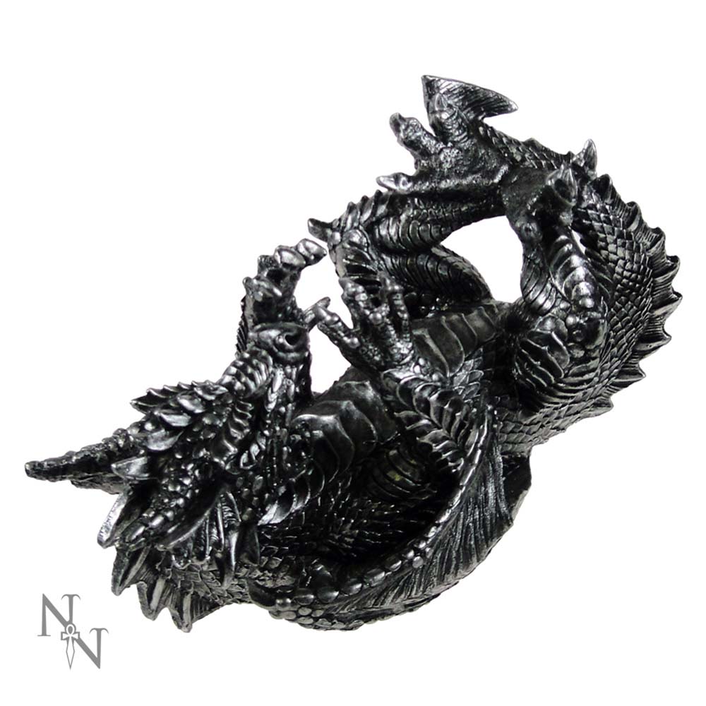 Nemesis Now Guzzlers Metallic Silver Dragon Wine Bottle Holder (32cm)