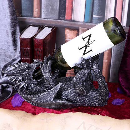 Nemesis Now Guzzlers Metallic Silver Dragon Wine Bottle Holder (32cm)