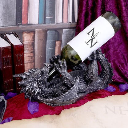 Nemesis Now Guzzlers Metallic Silver Dragon Wine Bottle Holder (32cm)