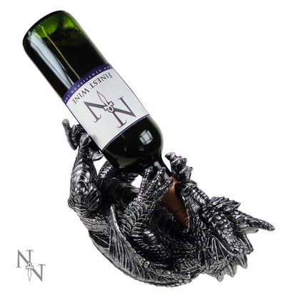 Nemesis Now Guzzlers Metallic Silver Dragon Wine Bottle Holder (32cm)