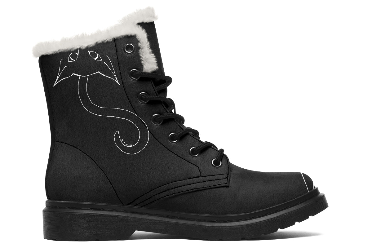 Gothic kitten fleece lined winter boots