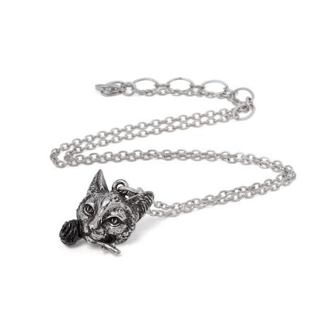 Alchemy Gothic Pendle Hill Imp Cat Necklace Black Rose Witch Familiar Pewter Jewellery