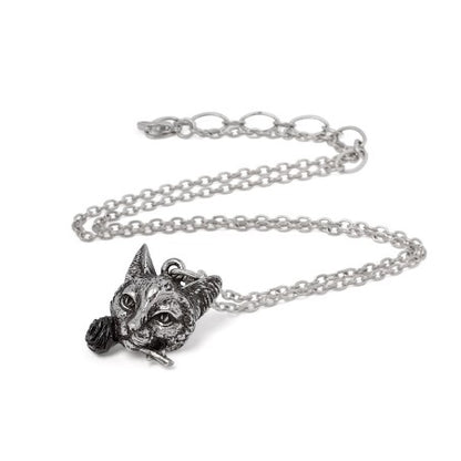 Alchemy Gothic Pendle Hill Imp Cat Necklace Black Rose Witch Familiar Pewter Jewellery