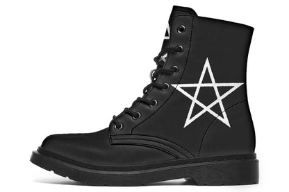 Pentagram design vegan leather boots