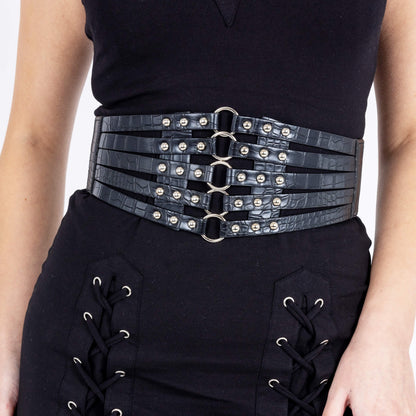 oizen Industries Shona mock croc stud belt with O rings gothic waist belt