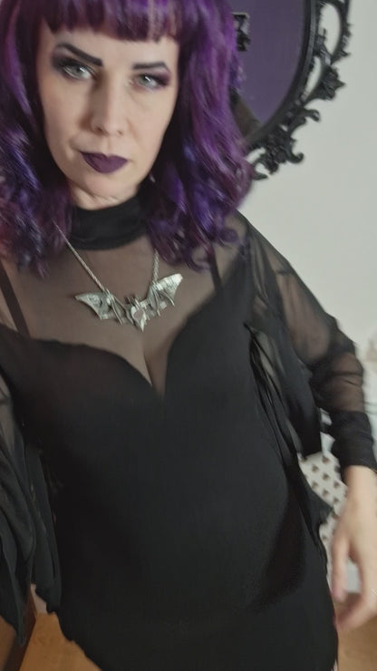 Necessary Evil Cybele Mini Dress with Bat Wing Effect Sleeves