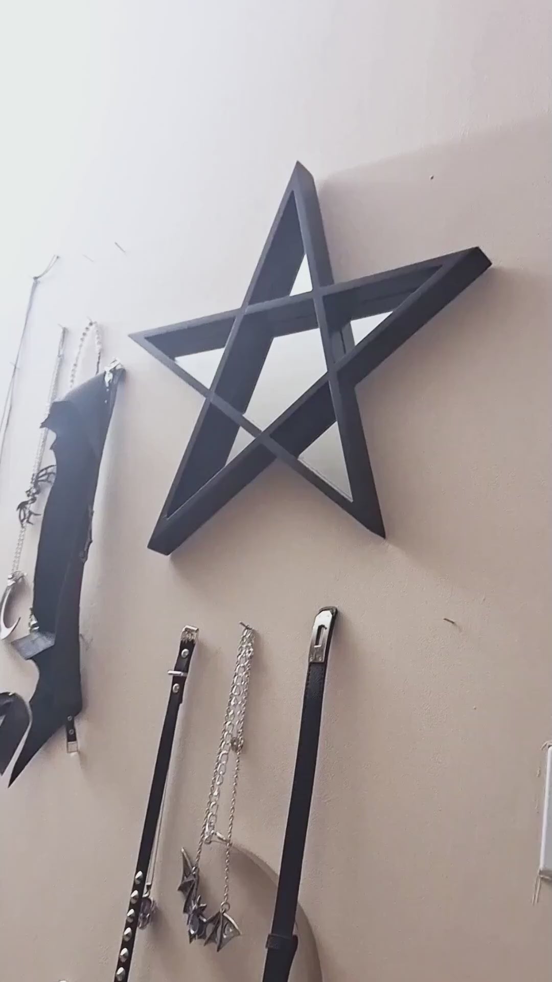 Gothic Gifts Pentagram Framed Mirror Sped Up