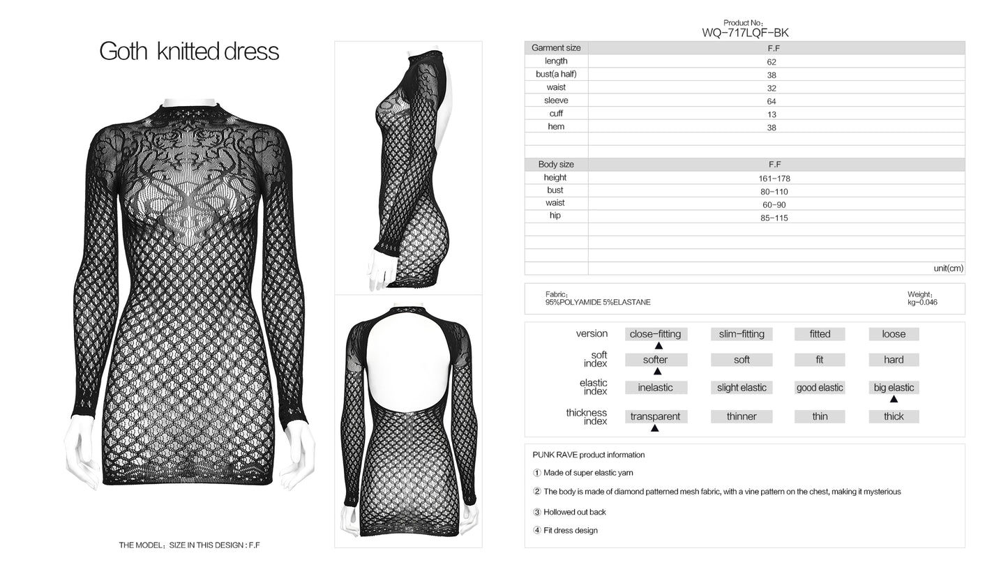 Punk Rave Ansley fitted mesh dress size chart measurement guide