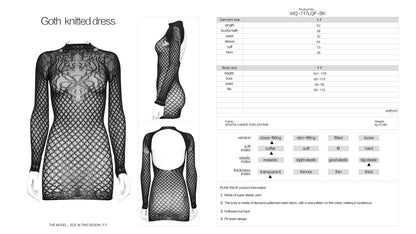 Punk Rave Ansley fitted mesh dress size chart measurement guide