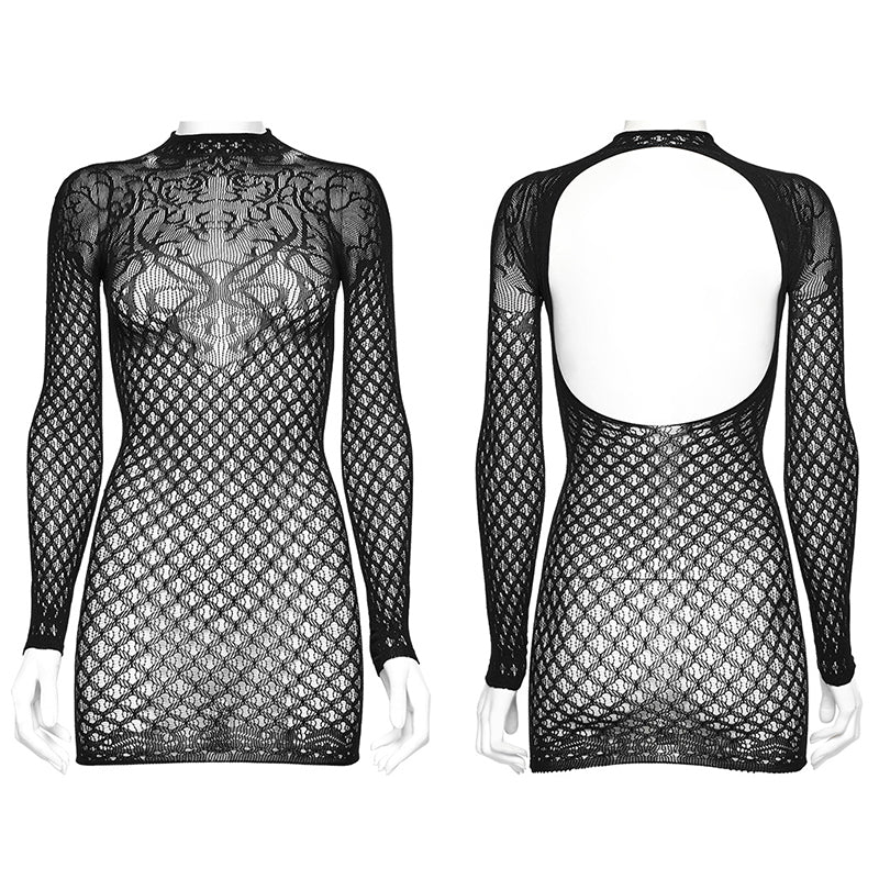Punk Rave Ansley mesh dress gothic floral mesh texture close up

