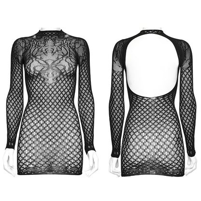 Punk Rave Ansley mesh dress gothic floral mesh texture close up

