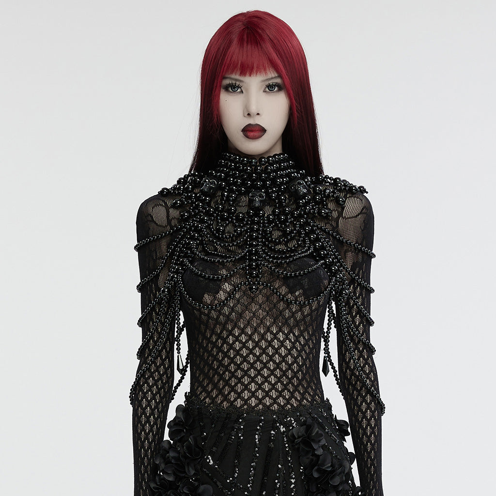 Punk Rave Aphrodite gothic beaded choker necklace detailed shoulder chains