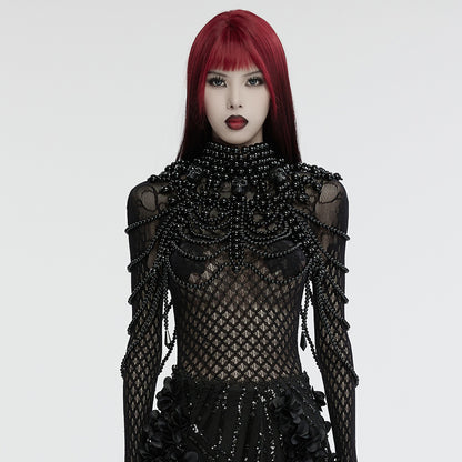 Punk Rave Aphrodite gothic beaded choker necklace detailed shoulder chains
